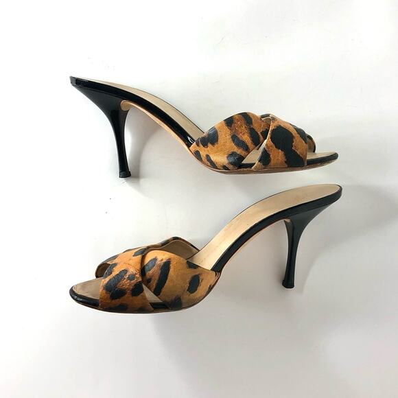 Giuseppe Zanotti Retro Vintage Animal Print Slip On Heeled Mules Sandals 36 - Picture 6 of 11